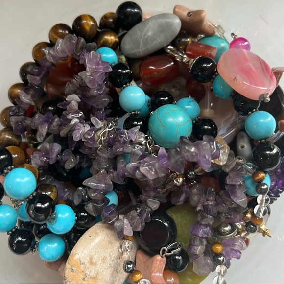 Semi-Precious Bead Soup 1.75 lbs Amethyst Agate Tigers Eye Rounds Components Etc - Picture 4 of 5